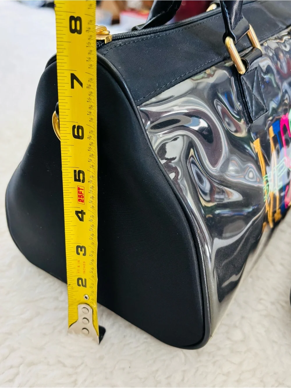 Missoni Sport Black Leather/Plastic Duffle/Shouldet Bag